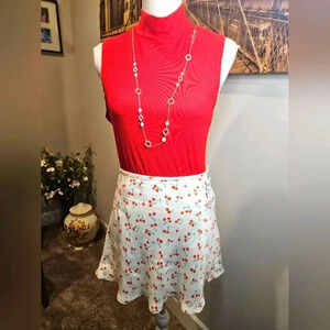 Zara Red and White Floral Mini Skirt